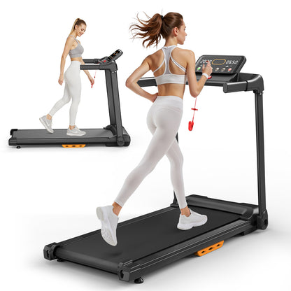 Treadmill with Incline Running Machine 2.5HP Quiet Brushless, 300 Lbs Capacity, App, Pulse Sensor Heart Rate with LCD Display