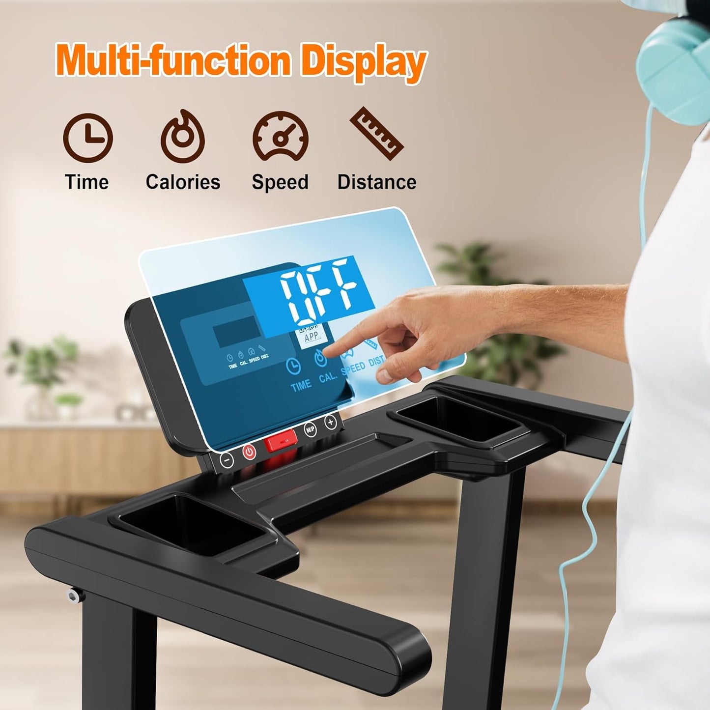 Folding Treadmill with Handles, 3.0HP Portable Walking Treadmill, Portable Treadmill with Handles Walking Pad for Home/Office, Electric Treadmill with Remote Control, 300 lbs Weight Capacity