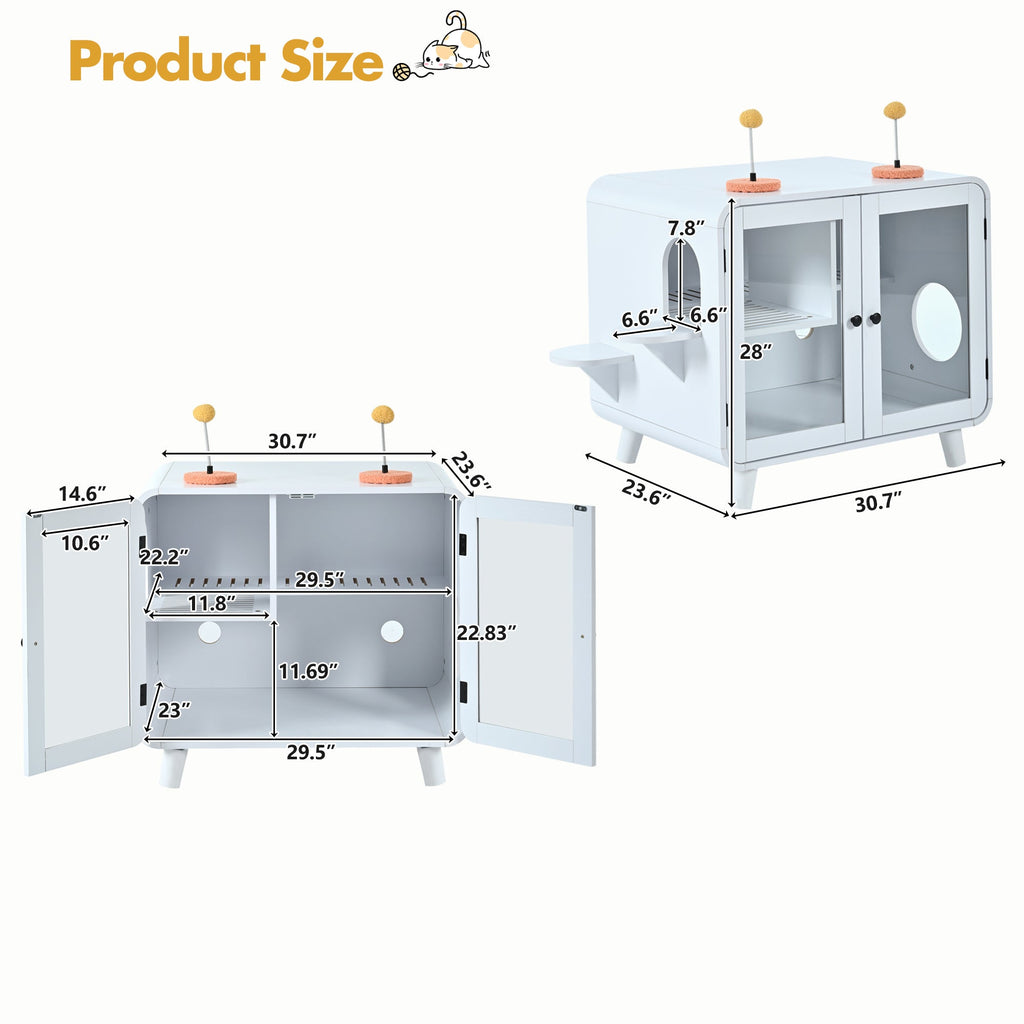 White RGB litter box enclosure dimensions and features