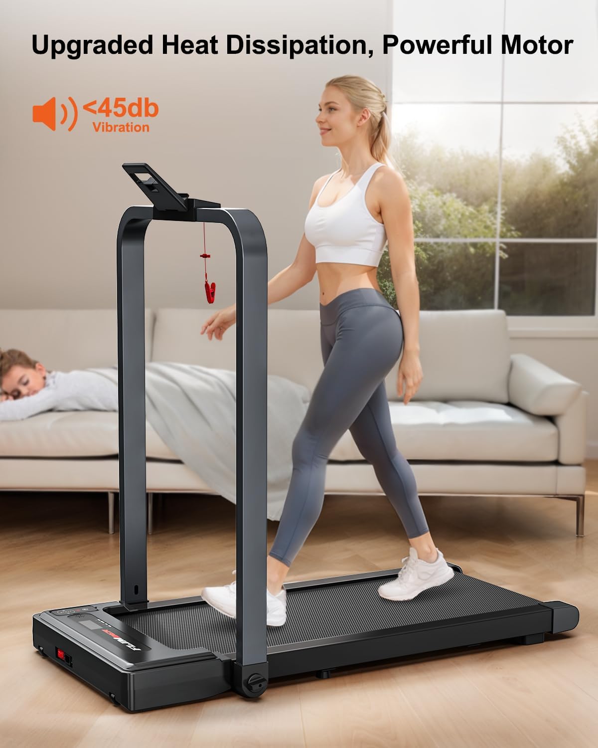Walking Pad Treadmill, 2-in-1 Desk Under Treadmills with Handle Bar, 3HP Foldable Walking Pad, 300lbs Capacity, 15" Wide Running Belt, Remote Control, LED Display for Home/Office (Gray)