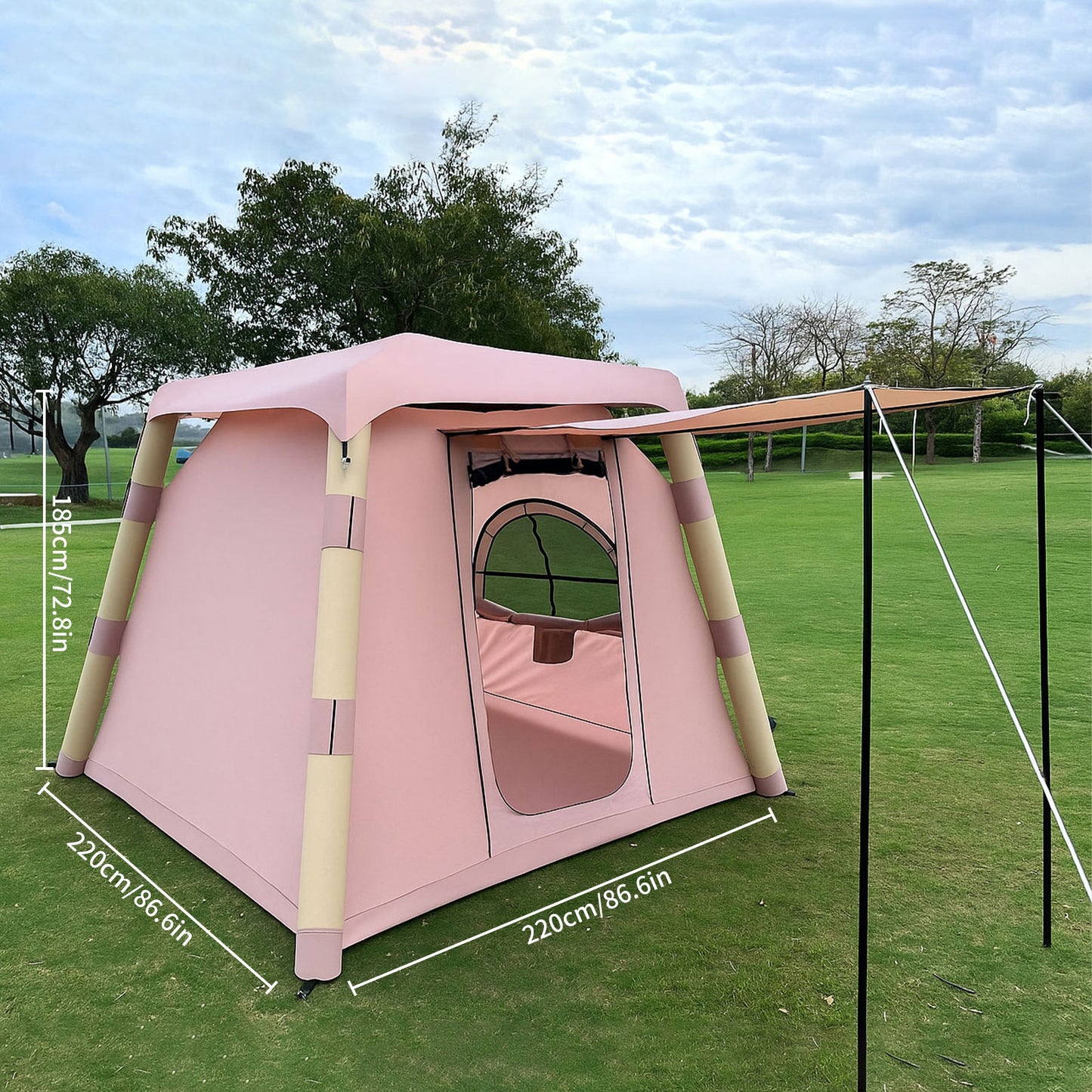 4-post Camping Tent 3-4 people easy to set up inflatable tent Luxury camping outdoor air blown tent, adult waterproof inflatable house tent