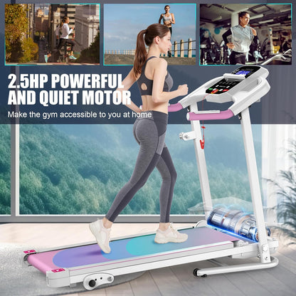 Compact Folding Treadmill for Home - 2.5HP Quiet Brushless Motor, 3-Level Incline, 7.5 MPH, Shock Absorption, Space-Saving Design for Running, Walking - Treadmill for Small Spaces & Home Use