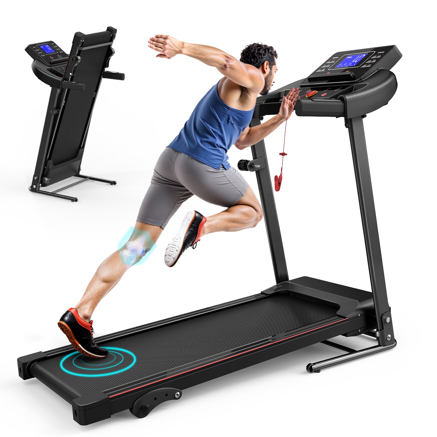 Walking Pad Treadmill Treadmills for Home Folding Treadmill with Incline 3 HP Quiet Brushless, Running Machine 300 Lbs Capacity, App, Pulse Sensor Heart Rate with LCD Display Holder for Cup & Phone