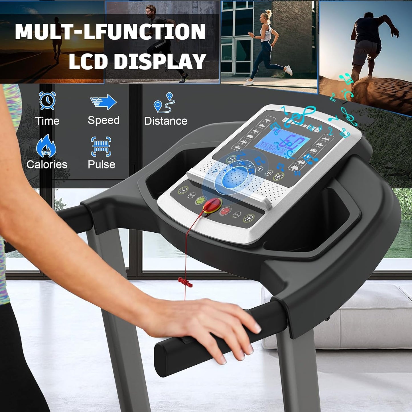 Folding Treadmills for Home/Office-3.5 HP 330lbs Weight Capacity Portable Electric Foldable Treadmill Walking Pad-Running Exercise Walk Machine Heavy Duty Treadmill Fitness Workout Jogging Green