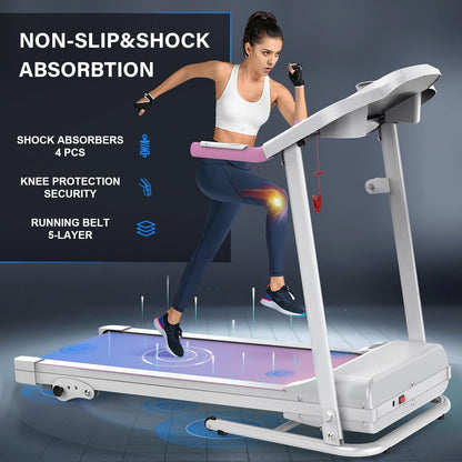 Compact Folding Treadmill for Home - 2.5HP Quiet Brushless Motor, 3-Level Incline, 7.5 MPH, Shock Absorption, Space-Saving Design for Running, Walking - Treadmill for Small Spaces & Home Use