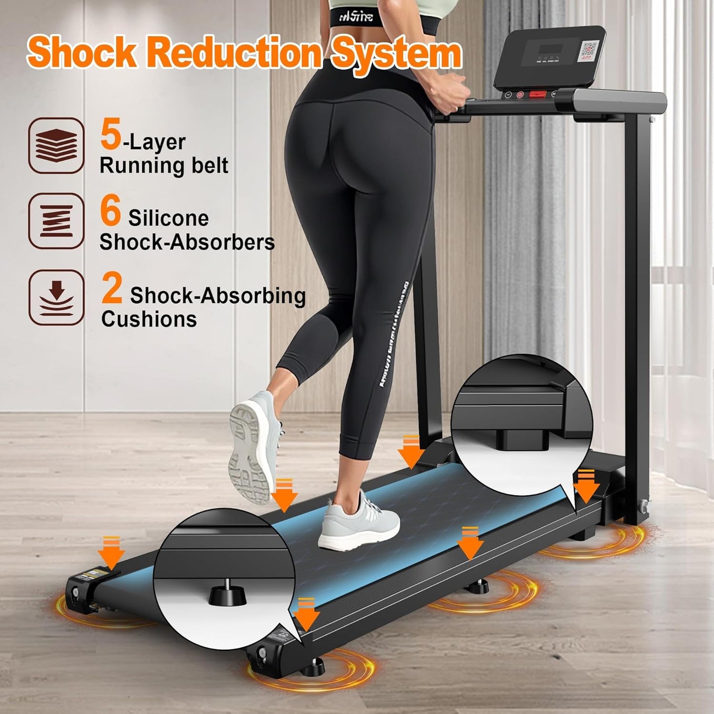 Folding Treadmill with Handles, 3.0HP Portable Walking Treadmill, Portable Treadmill with Handles Walking Pad for Home/Office, Electric Treadmill with Remote Control, 300 lbs Weight Capacity