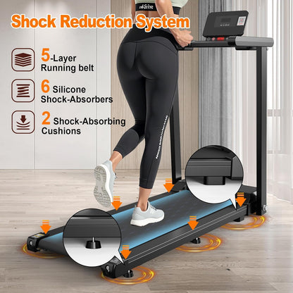 Folding Treadmill with Handles, 3.0HP Portable Walking Treadmill, Portable Treadmill with Handles Walking Pad for Home/Office, Electric Treadmill with Remote Control, 300 lbs Weight Capacity