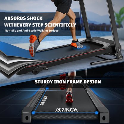 Walking Pad Treadmill Treadmills for Home Folding Treadmill with Incline 3 HP Quiet Brushless, Running Machine 300 Lbs Capacity, App, Pulse Sensor Heart Rate with LCD Display Holder for Cup & Phone