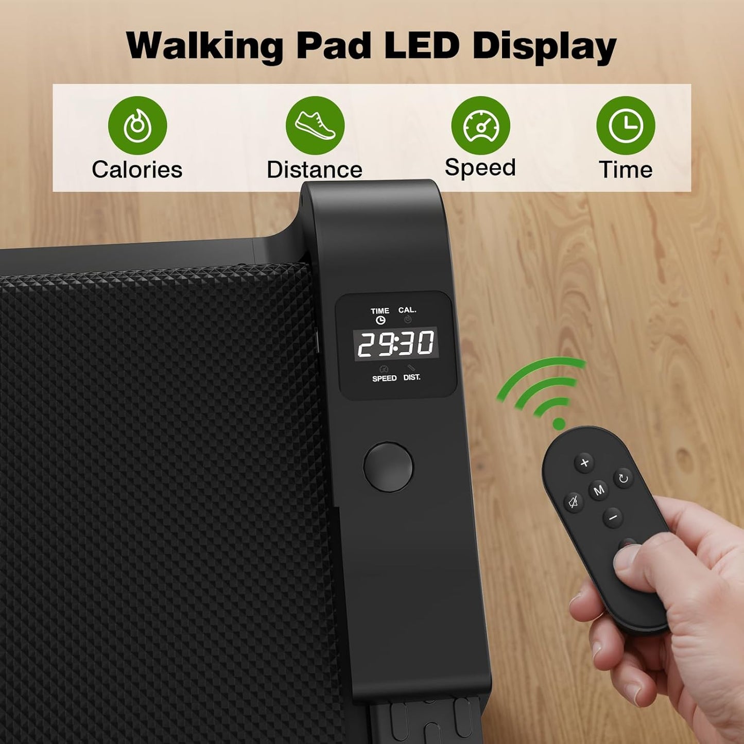 Walking Pad with Incline 5%, Treadmill with APP/Remote Control, 300lbs Capacity Running Machine, Portable with Transport Wheels, Shock-Absorbing Honeycomb Cushion, Treadmill for Home Use