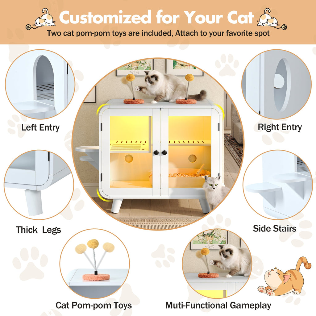 White litter box enclosure front view