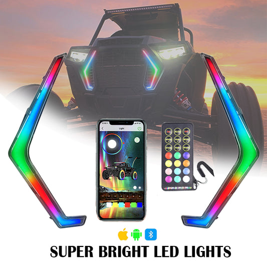 RZR Fang Lights Dream Color Chasing with Turn Signal RGB Accent Lights kit Front Signature