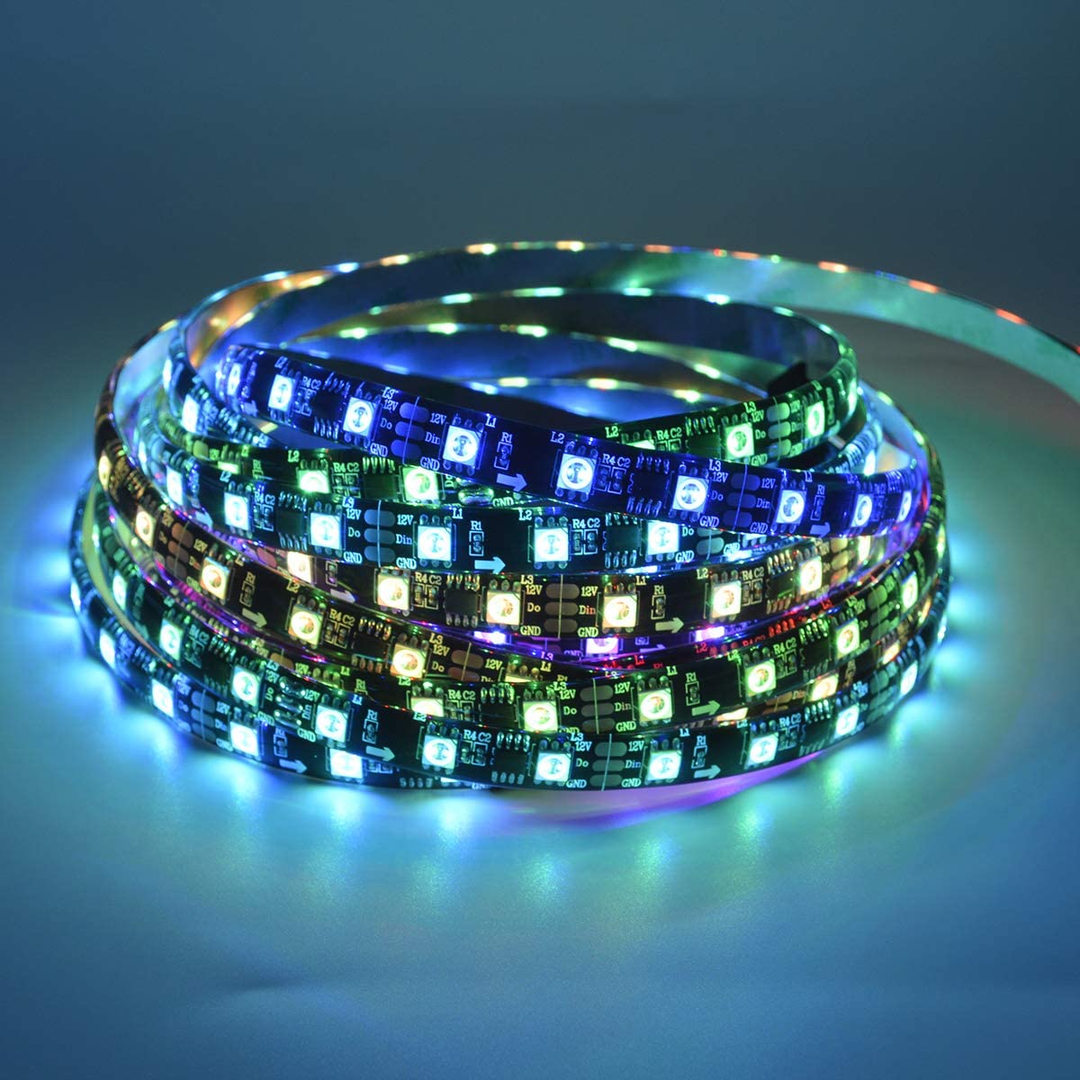 LED Strip WS2811 12V LED Strip Lights 16.4ft 300 LEDs Dream Color Programmable Digital Flexible LED Pixel Rope Light Waterproof IP65