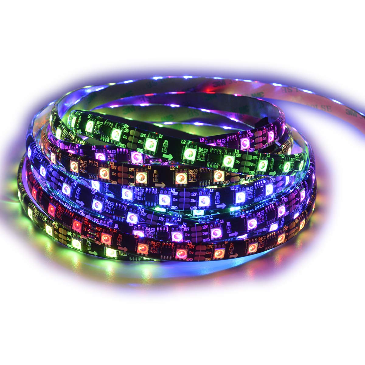 LED Strip WS2811 12V LED Strip Lights 16.4ft 300 LEDs Dream Color Programmable Digital Flexible LED Pixel Rope Light Waterproof IP65