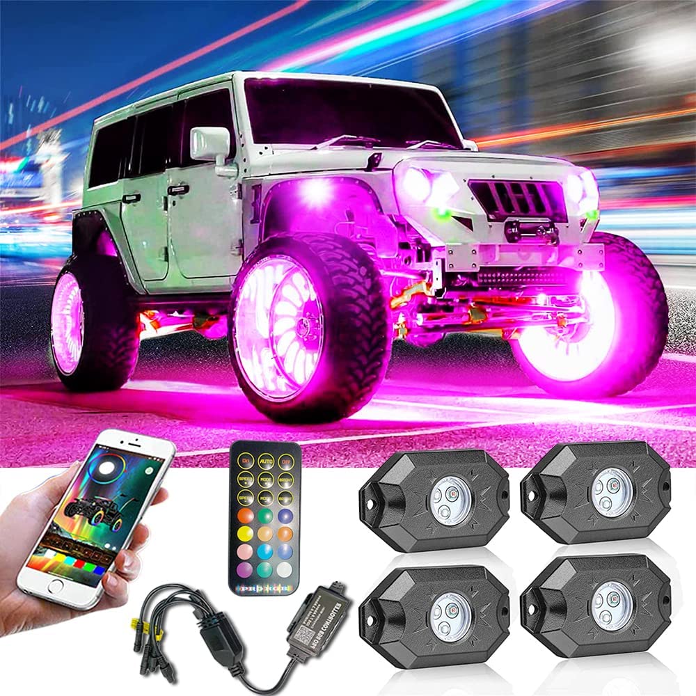 LED Rock Lights,Underground Multicolor Neon Lights Waterproof External Underbody Lights